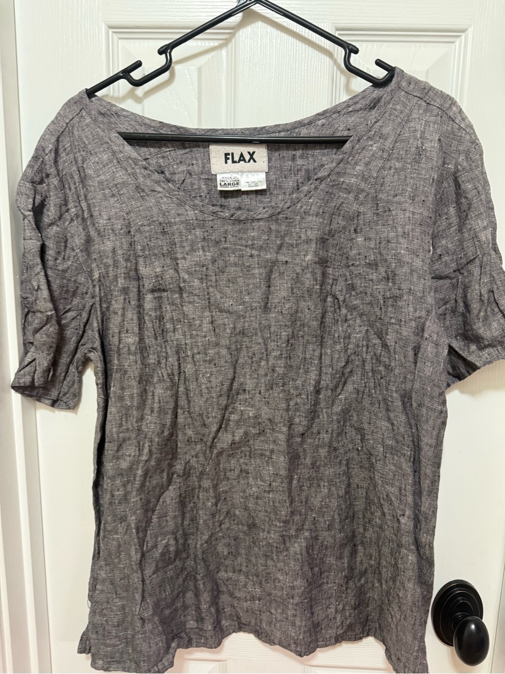 Flax Heathered Gray Short Sleeve Linen Tunic
